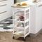 Rolling Kitchen Island with Solid Wood Frame and Wire Baskets,Drawer