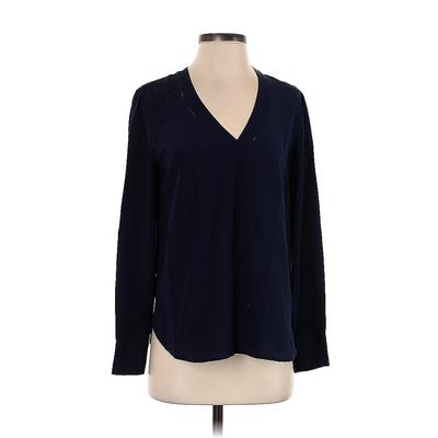 J.Crew Long Sleeve Silk Top Blue V Neck Tops - Women's Size 2