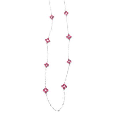 Blair Women's Long Tile Necklace - Pink