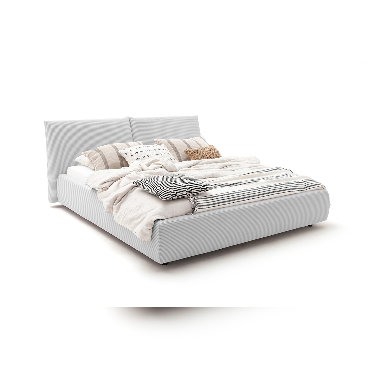 KAWOLA Bett HENRY Polsterbett Cord hellgrau 180x200cm Image