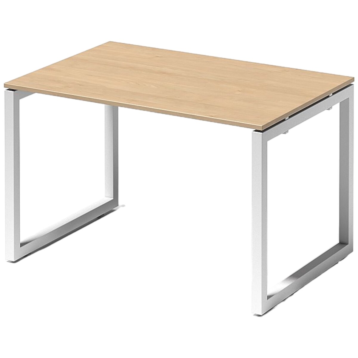 Bisley Cito Schreibtisch 120x80 cm, Tischplatte in Ahorn, O-Gestell in Weiß - Bürotisch & Computertisch, PC Tisch für's Büro, Arbeitshöhe: 74 cm Image
