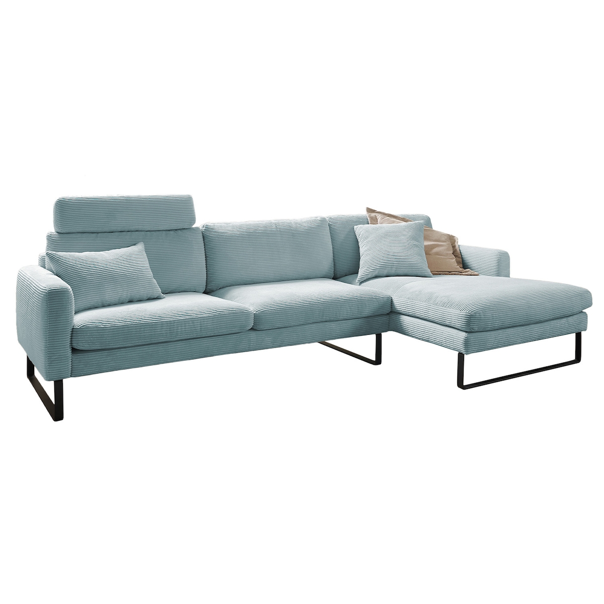 KAWOLA Sofa RICARDA Ecksofa Cord hellblau Recamiere rechts Image