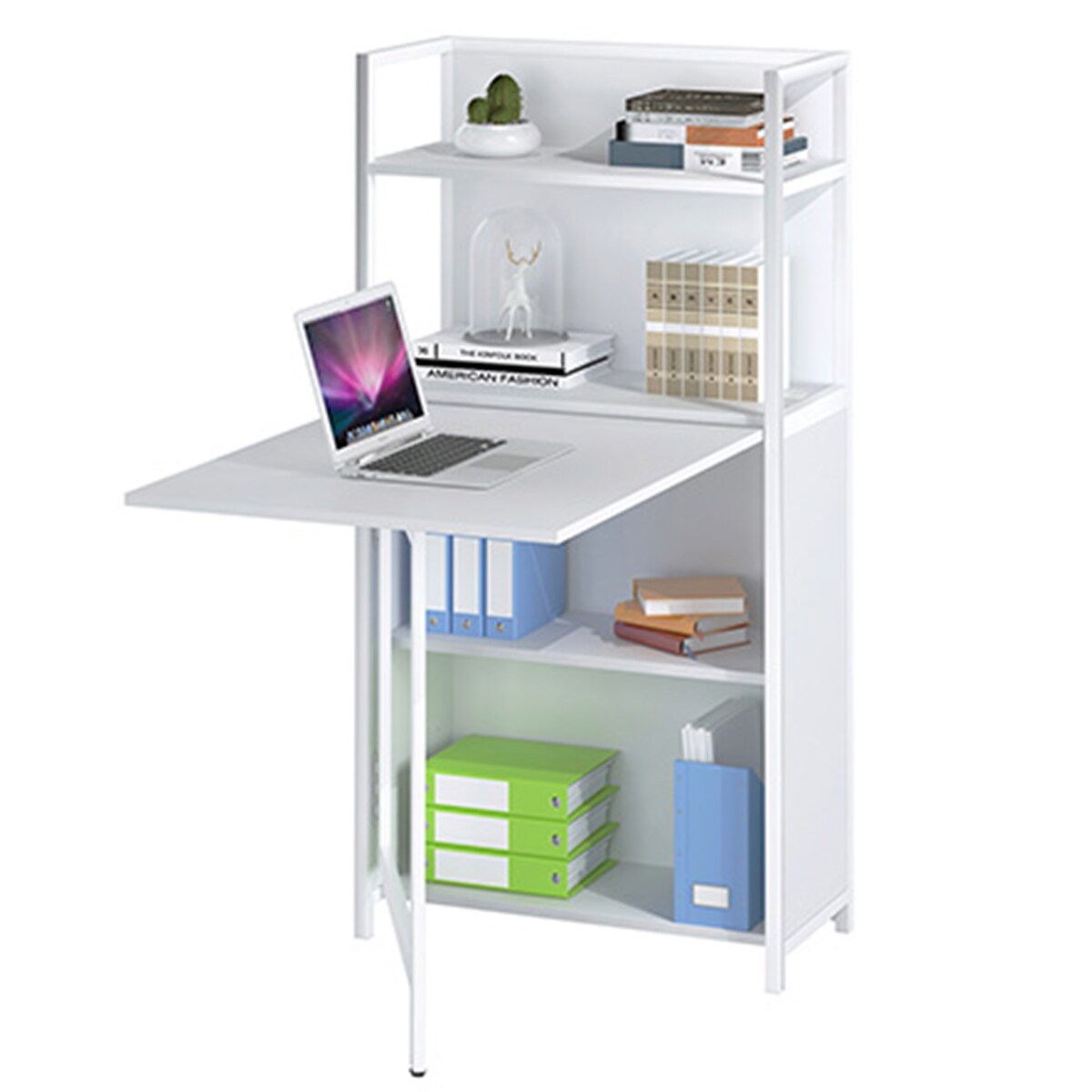 Mod. COMPACT White DESK Table Mobile Shelf Sideboard für das Arbeitszimmer der Kinder von Yelloo Image