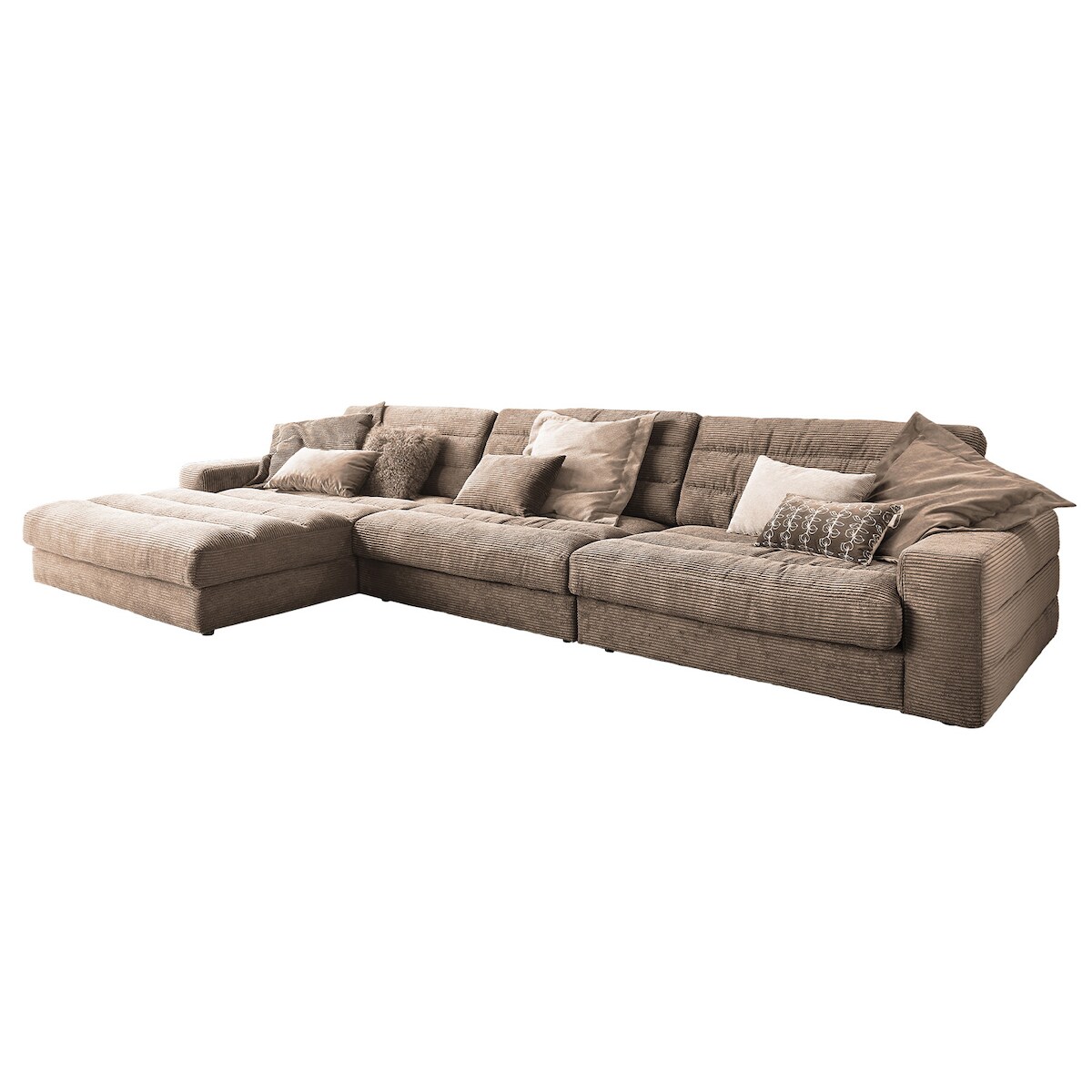 KAWOLA Sofa LANA XL Ecksofa Cord taupe Recamiere links Image