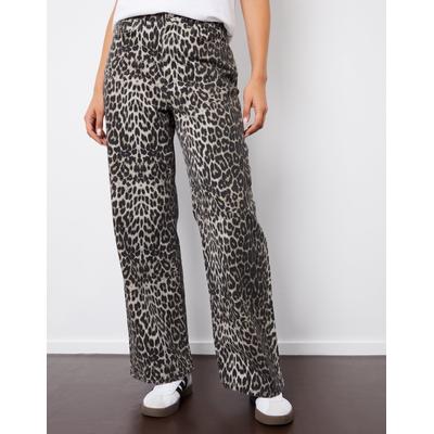 Threadbare Women's Leopard Print Wide Leg Denim Jeans