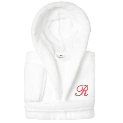 Sweet Kids 100% Polyester SUPER PLUSH Double Brushed Hooded Bathrobe with Pink Script Monogram