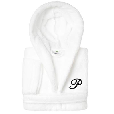 Sweet Kids 100% Polyester SUPER PLUSH Double Brushed Hooded Bathrobe with Black Script Monogram