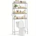 TEMU 4 Tier Over The Toilet Storage, Metal Storage Rack, Adjustable Shelves, 4 Hooks, Roll Holder, Space-saving Bathroom Storage Shelf Organizer, 11. 8 X 32. 7 X 69. 3 Inches