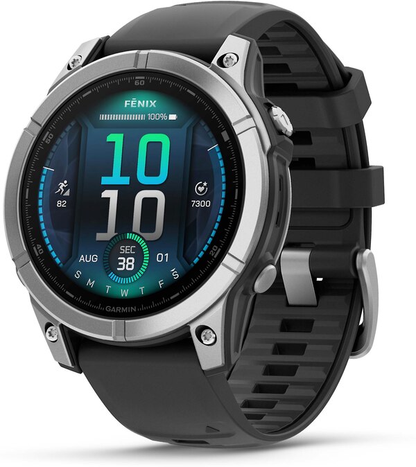 Garmin fenix E Multisport GPS Smartwatch, Stainless Steel with Black Silicone Band