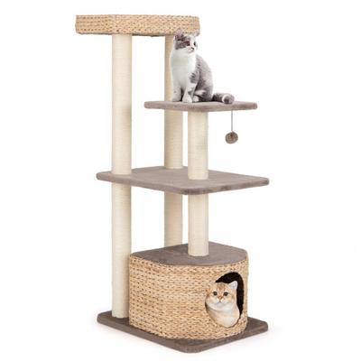 Costway 4-Layer Cat Tower with Scratching Posts Condo and Washable Cushions-Coffee