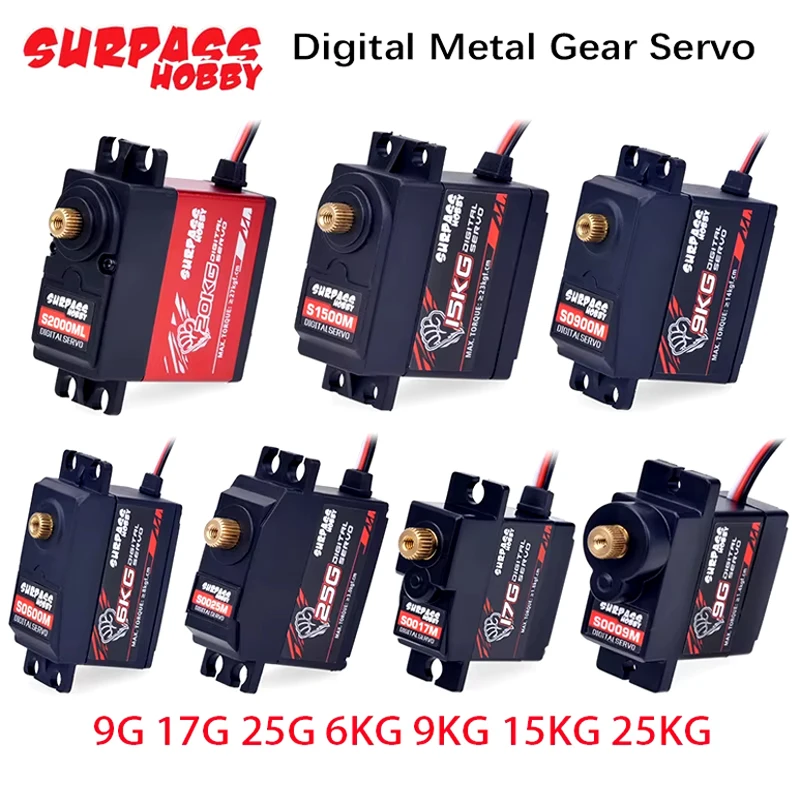 NEUE Override Digital Servo Mechanismus Hobby 9G/17/25G 6KG 9KG 15KG 20KG Metall Getriebe Micro Servo Für 1/8 1/10 RC Flugzeug Segelflugzeug Roboter