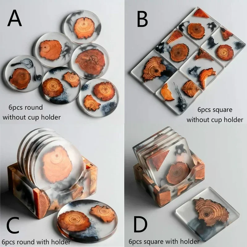 6 teile/satz kreative Harz Kiefer Untersetzer hitze beständige Tischs ets Getränke matten Tee Kaffee Untersetzer wasserdicht und rutsch fest Image