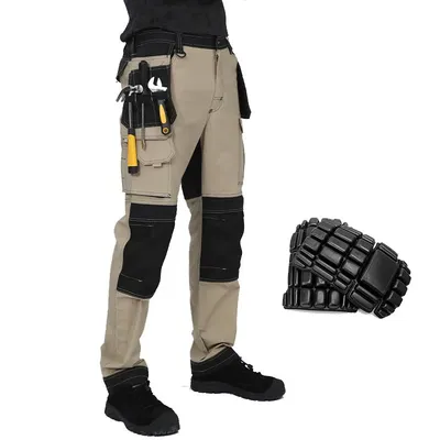 Cargo Pants Men Workwear Multi-Pocket Outdoor Hiking Joggers Pants Work Trousers Men with Knee Pads