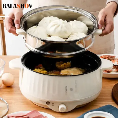 220V Multi Cookers Single/Double Layer Electric Pot 1-2 People Household Non-stick Pan Hot Pot Rice