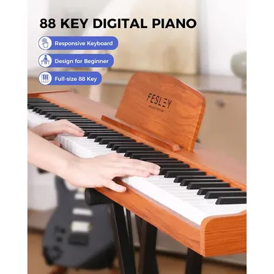 Fesley Weighted Piano Keyboard 88 Keys: Full Size Electric Keyboard Piano for Beginners, Portable 88