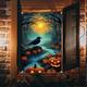 decorazioni per finestre di Halloween, poster per tende di Halloween con zucca in tessuto, vetrate colorate, decorazioni per porte e finestre per la casa infestata, adesivi per finestre spaventosi di