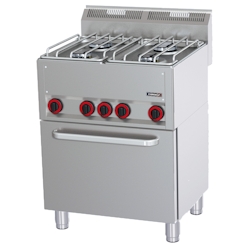 Gasherd mit 4 Kochstellen und belüftetem Elektrobackofen GN 1/1 66 - Linie 600 C6FOG4FFEVP66 Casselin