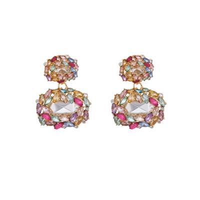 Plus Size Women's Multi Gem Cluster Drop Earrings by ELOQUII in Multi (Size NO SIZE)