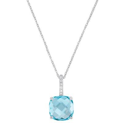 Kette mit Anhänger AMOR "Blauer Solitär, 9217779", bunt (silberfarben, blau), Halsketten, Damen, mit Zirkonia, Silber 925 (Sterlingsilber), L: 45cm, mit Zirkonia (synth.) Image
