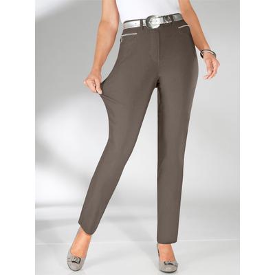 Stretch-Hose STEHMANN, Damen, Gr. 23, Kurzgrößen, grau (taupe), 72% Viskose, 25% Polyamid, 3% Elasthan, unifarben, lang, Hosen, Topseller Image