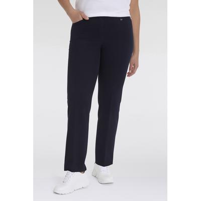 Stoffhose KJBRAND "Hose Bea in Bi-Stretch Kammgarnoptik mit Bügelfalte", Damen, Gr. 42, N-Gr, blau (marine), Web, Obermaterial: 63% Polyester, 35% Viskose, 2% Elasthan, feminin, weit, unten schmal, Hosen, ideal für kräftige Oberschenkel Image