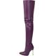 WEHAM Women Thigh High Boots Plus Size Artificial PU Over the Knee Boots Dance Ladies Shoes Knee High Women Side zipper Boots,Purple,45