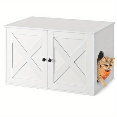 TEMU Cat Litter Box Enclosure, Litter Box Furniture Hidden With Removable Divider, Indoor Cat House, End Table