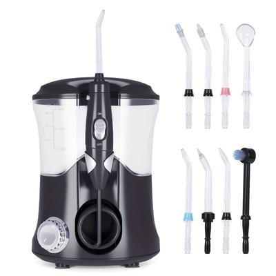 TEMU Water Flossing Oral Irrigator, 600ml Dental Water Teeth Cleaner 10 Adjustable Pressure, Electric Oral Flosser For Teeth/braces, 8 Water Jet Tips For Family