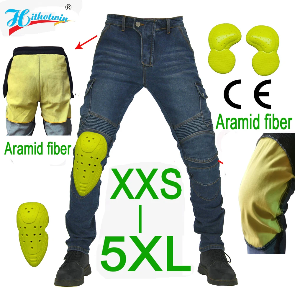 Kevlar Aramid Motorrad-Jeans für Herren, Offroad-Feuerfeste Sturzsichere Hose mit CE-Zertifizierter Schutzausrüstung, Ultrahochfeste Reiterhose Image
