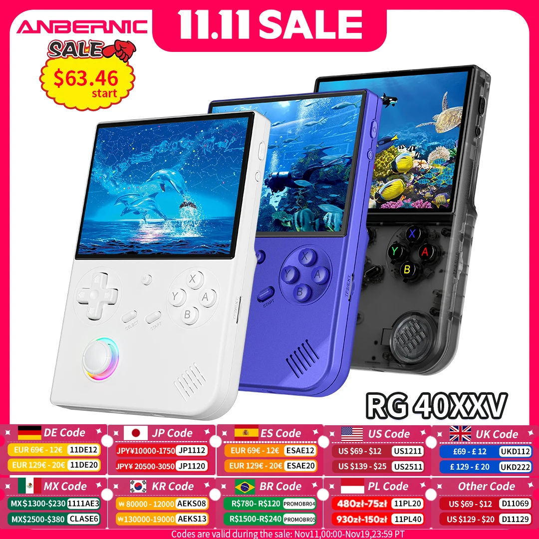 ANBERNIC RG 40XXV RG40XXV Handheld-Spielekonsole Linux 64 Bit 4" IPS-Bildschirm 3200 mAh RGB-Joystick WIFI Retro-Video-Gaming-Konsolen Image