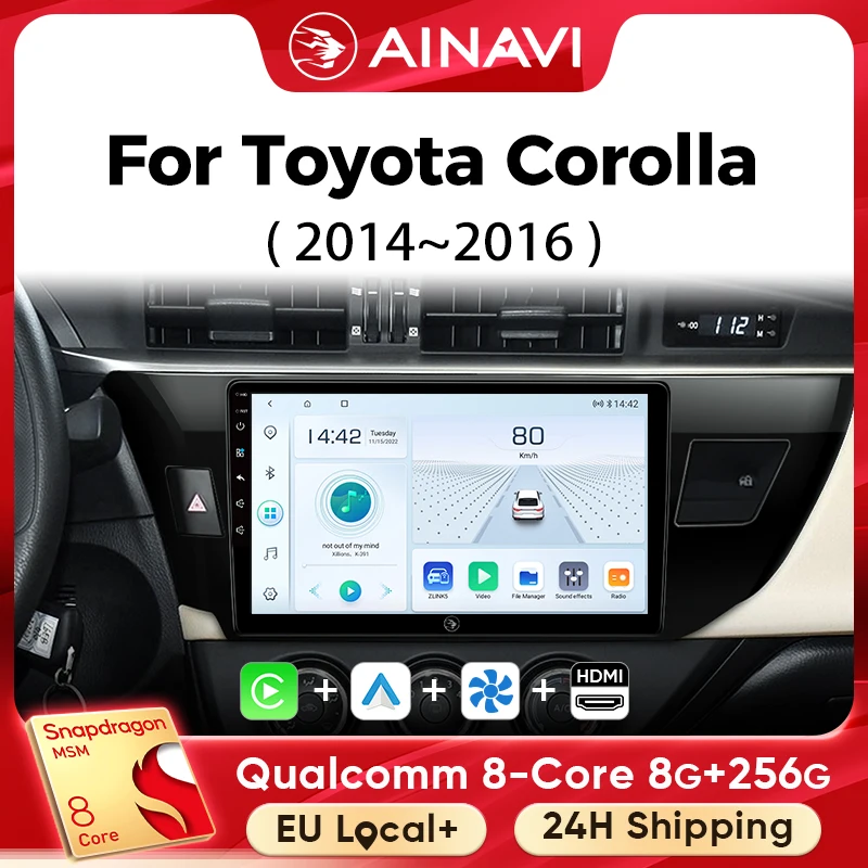 Ainavi Auto-Multimedia-Player Für Toyota Corolla 11 2012 2013 2014 2015 2016 E170 E180 drahtlose Carplay Android Auto 4G wifi 2din Image