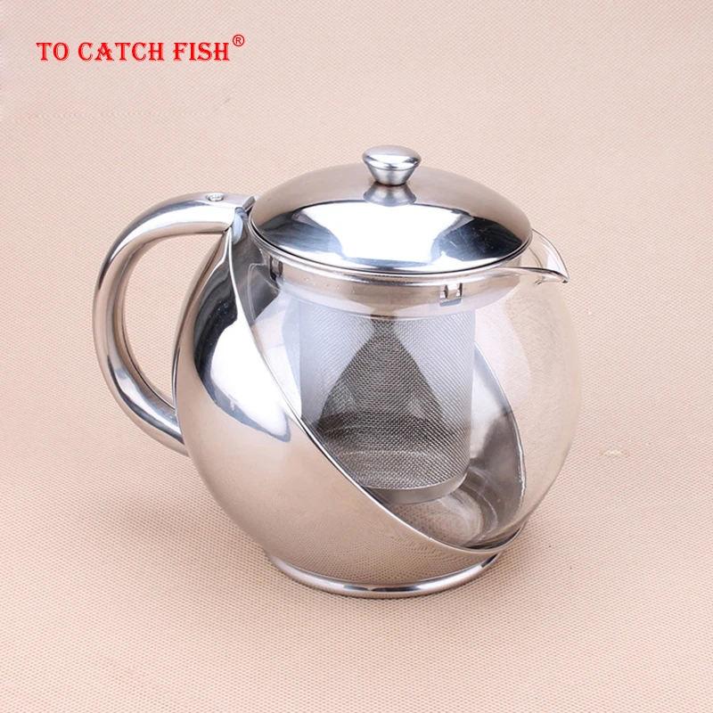 500ml Neue edelstahl Glas Sphärische blume tee topf, Kaffee Teekanne Bequem Infuser Büro Hause, blume Tee-Set Puer Wasserkocher Image