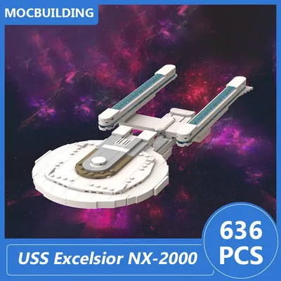Uss excelsior NX-2000 & uss-unternehmen NCC-1701-B im Maßstab 1:1327 moc bausteine diy montieren Image