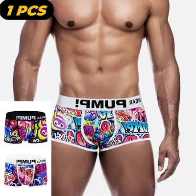 1PCS MP Sexy Unterwäsche Männer Boxershorts Niedrige Taille Bikini Mann Boxer Shorts Lustige Graffiti Männer Badehose Homosexuell Männer unterwäsche Boxer MP225 Image
