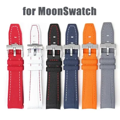 Silikonkautschuk-Uhrenarmband für Omega X Swatch Joint MoonSwatch Taucharmband mit gebogenem Ende für Rolex Water Ghost Strap 20 mm