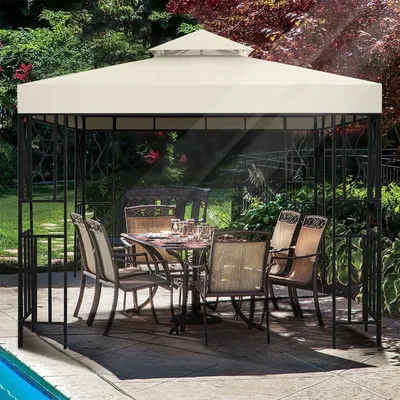 3x3M Garden Gazebo Top Cover Replacement Canopy Top Cover Sunshade 1/2 Tier Outdoor Yard Patio