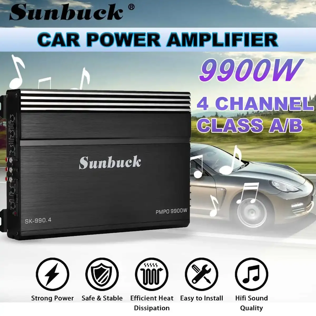 DC 12 V 9900 Watt 4 Kanal Auto Verstärker Audio Stereo Bass Lautsprecher High Power Auto Audio Verstärker Subwoofer Auto audio Verstärker Image