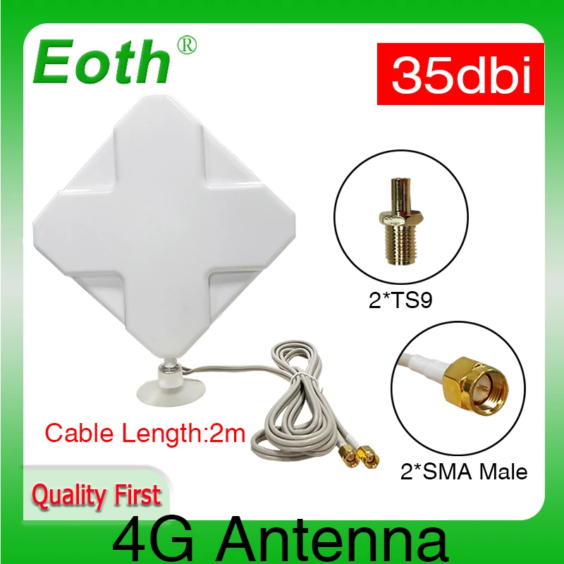 Eoth 1 stücke 3G 4G lte antenne 35dbi SMA Stecker Stecker antenne router SMA MÄNNLICH 2M zopf Verlängerung Kabel Image