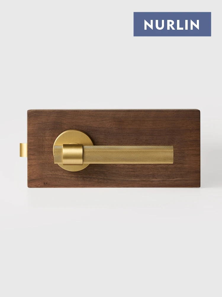 Nurlin Messing gerändeltes Inneneinsteckschloss, Schnuller, Durchgang, Privatsphäre, europäische nordamerikanische Struktur, mattgoldfarbenes Antikmessing Image