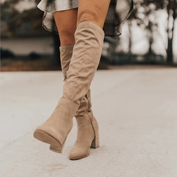 Frauen Kniehohe Stiefel Zipper Sexy High Heels Frauen Schuhe Non-slip Winter Stiefel Warme Größe Neue Mode stiefel 2020