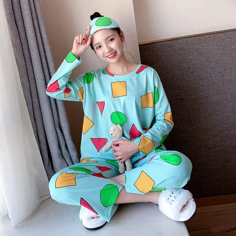 Pijama Sin Chan Mann und Frau Pyjama Sinchan Baumwolle Herbst Langarm Hosen Sets Japanische Pyjamas für Paare Mann Nachtwäsche Image