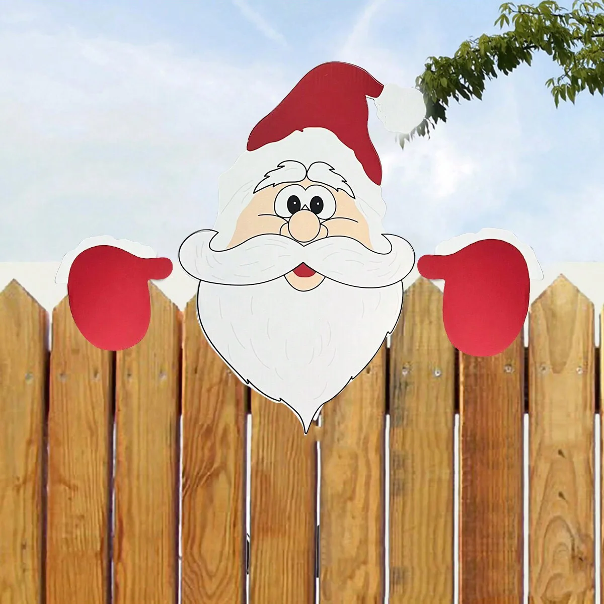 Décoration de clôture de noël, 1 pièce, père noël, décorations de jardin, cour, extérieur, noël, mignon, signe de clôture de jardin, ornement