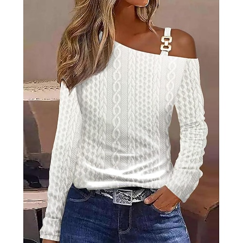 Damenbluse stilvoll modern langarm normale Oberteile Arbeit Alltag weiß Frühling Herbst Image
