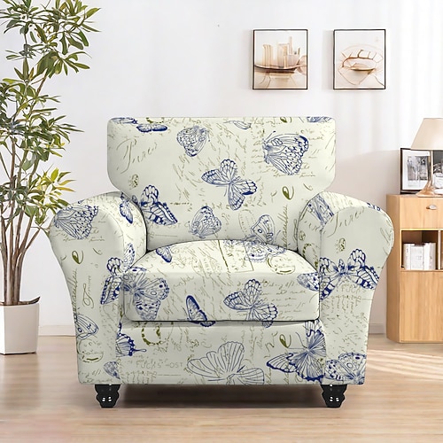 Stretch-Sesselbezug mit Blumenmuster, elastischer Schonbezug mit Blumenmuster für einen stilvollen und sicheren Sitz, ideal zum Schutz und Auffrischen Ihres Sessels für 1-Sitzer, 2-Sitzer, 3-Sitzer Image