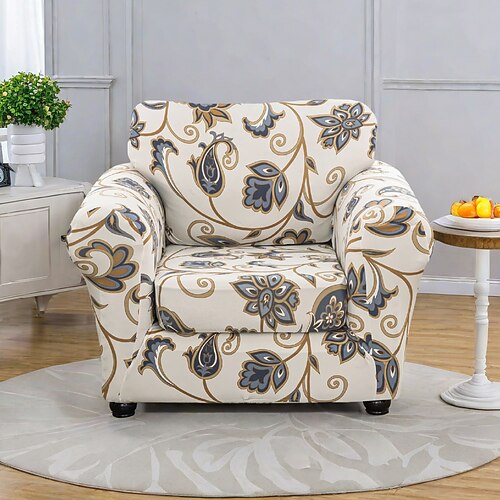 Stretch-Sesselbezug mit Blumenmuster. Elastischer Schonbezug mit Blumenmuster für einen stilvollen und sicheren Sitz. Ideal zum Schutz und Auffrischen Ihres Sessels. Image