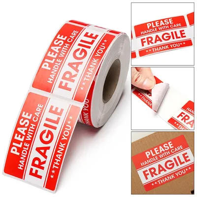 1000/500PCS English Fragile Stickers The Goods Please Handle With Care Warning Express Labels DIY
