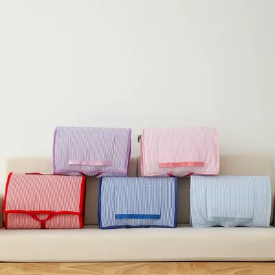 Striped Toddler Nap Mat with Pillow and Blanket For Kids Boys Girls Seersucker in Kindergarten Daycare Preschool