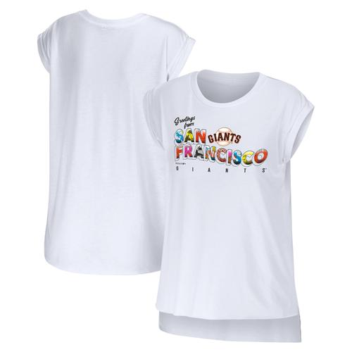 Damenbekleidung von Erin Andrews Weißes San Francisco Giants Greetings From T-Shirt