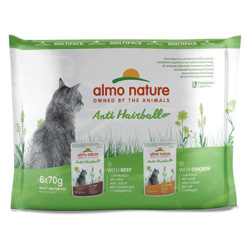 20 + 4 gratis! 24 x 70 g Almo Nature Holistic Anti Hairball - Mix: Huhn & Rind