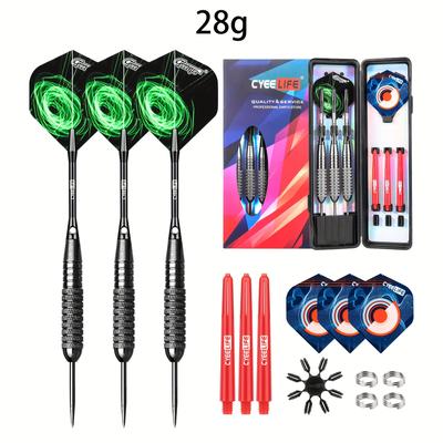 TEMU Professional 22/28g Metal Tip Darts Set With Case, Shafts, Flights And Protective Cover